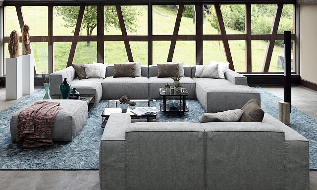 П-образный диван Фри для гостиной, большой серый диван